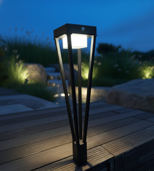 Solar LED Bollard Light – Motion Sensor – 3 Lighting Modes (75–600 Lumens)