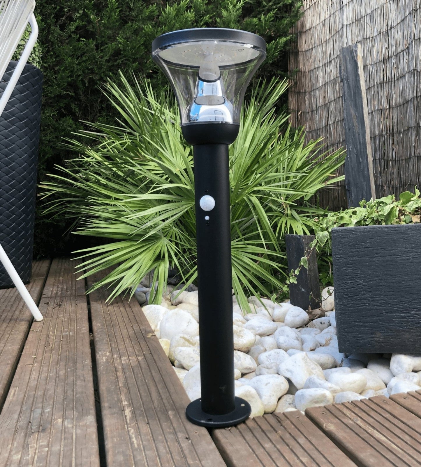 Solar LED Bollard Light – Motion Sensor – 3 Lighting Modes (75–600 Lumens)