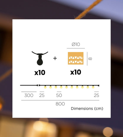 Solar String Lights – Wooden Nature Design with 10 Outdoor Decorative Lamps