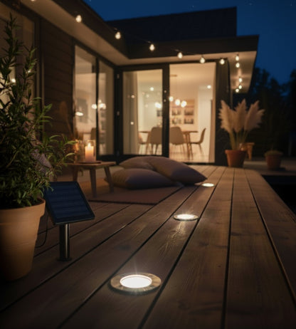 Solar Recessed LED Spotlights (3-Pack) – Stainless Steel – 100 Lumens Each