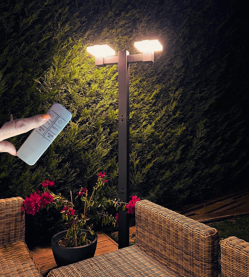 Solar LED Floor Lamp – Adjustable Height (1.2–2m) – 200–2000 Lumens – Remote Control