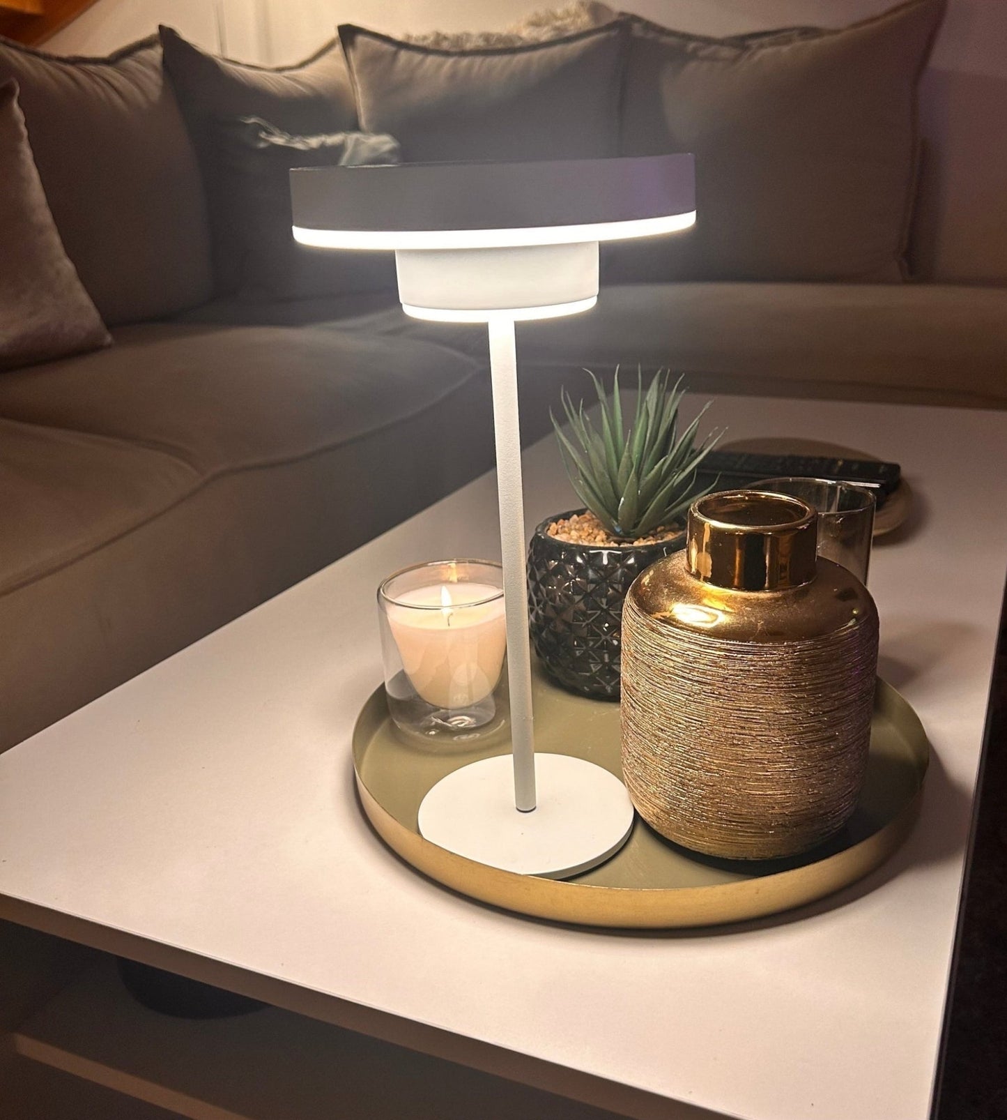 Solar LED Table Lamp – Portable Warm Light for Indoor/Outdoor Use