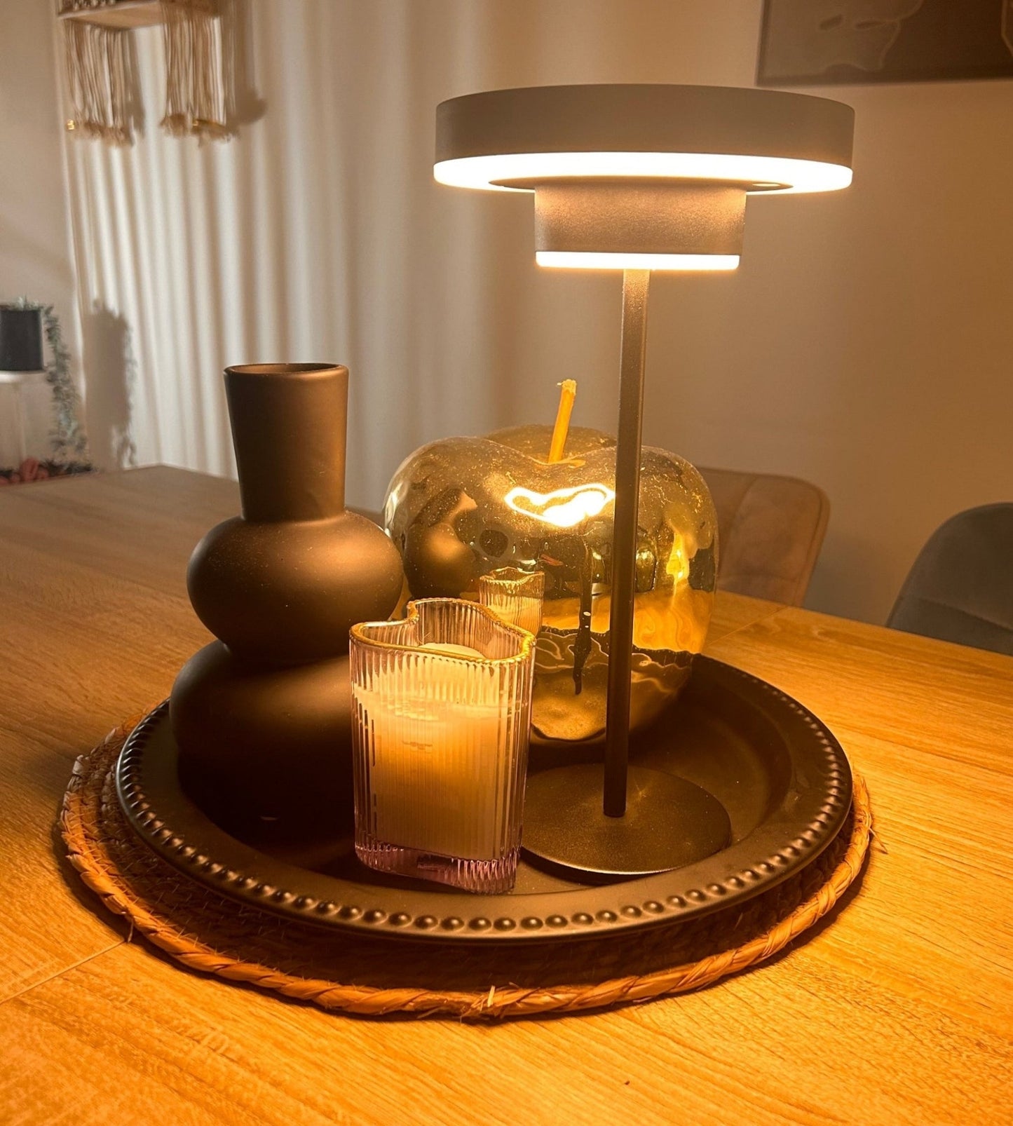 Solar LED Table Lamp – Portable Warm Light for Indoor/Outdoor Use