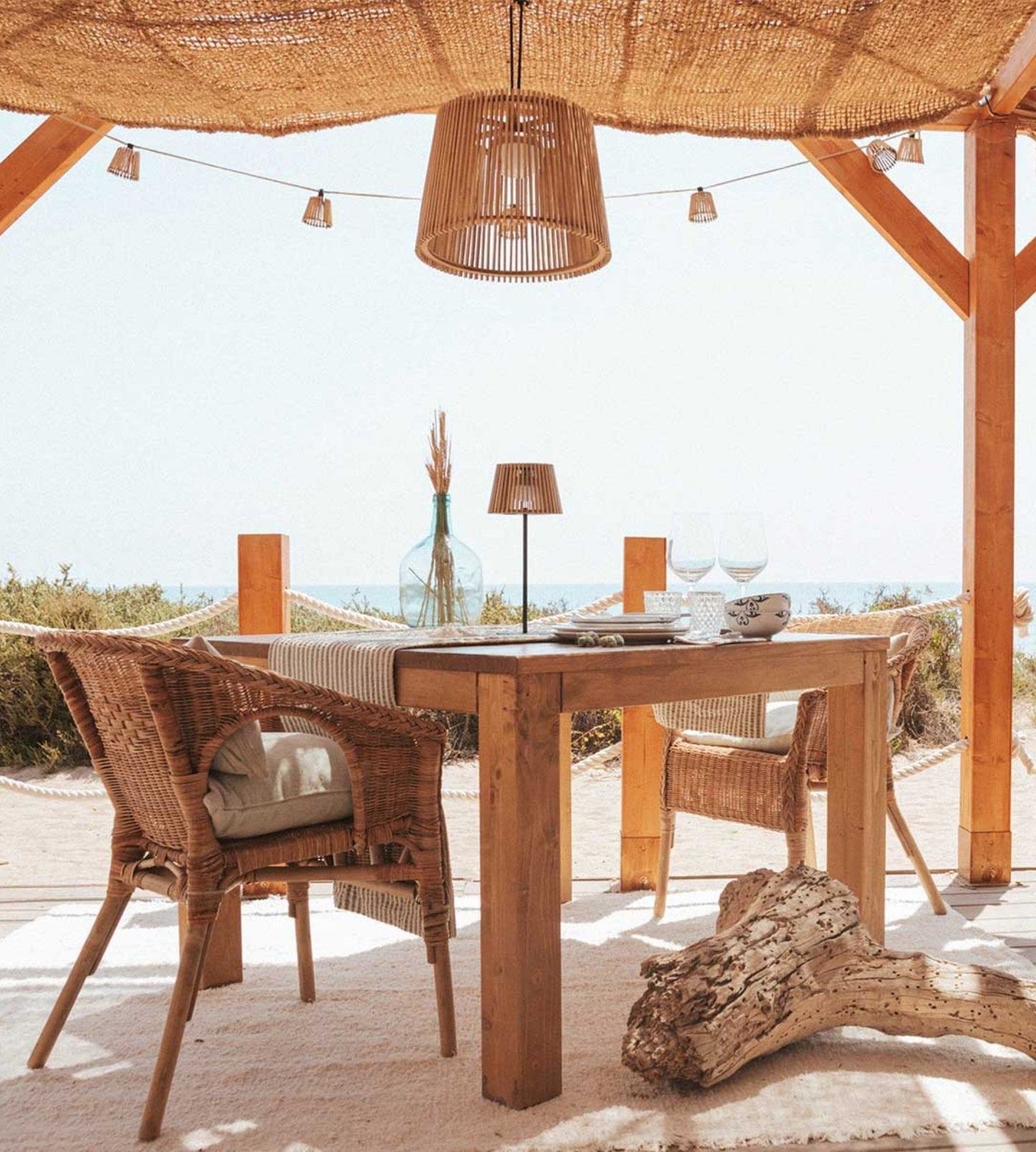 Solar Table Lamp – USB Rechargeable Warm White Light with Wooden Design