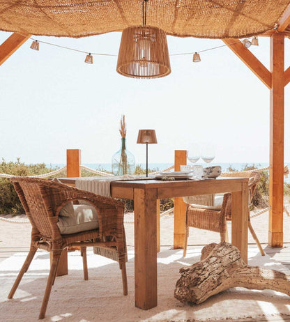 Solar Table Lamp – USB Rechargeable Warm White Light with Wooden Design