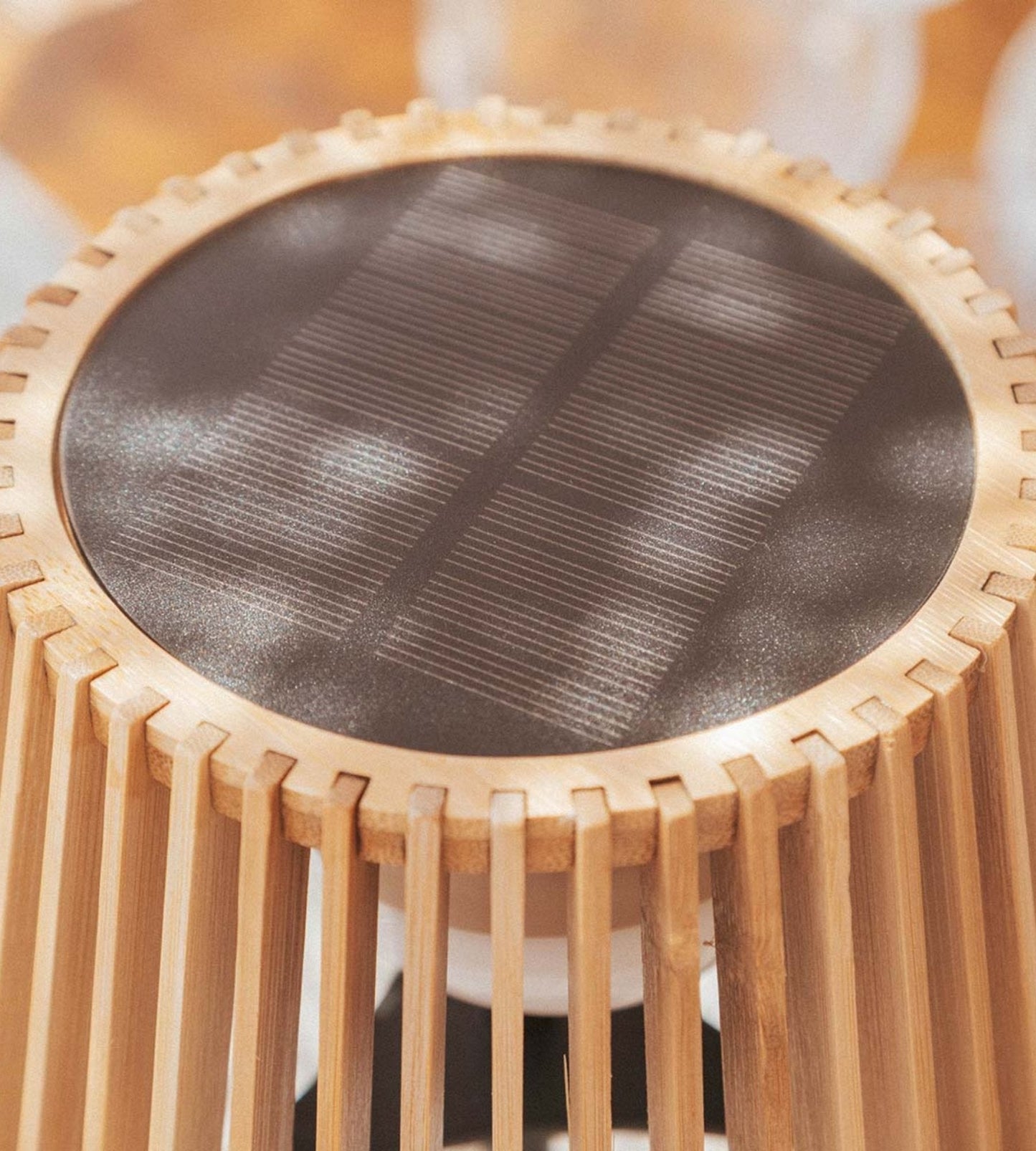 Solar Table Lamp – USB Rechargeable Warm White Light with Wooden Design