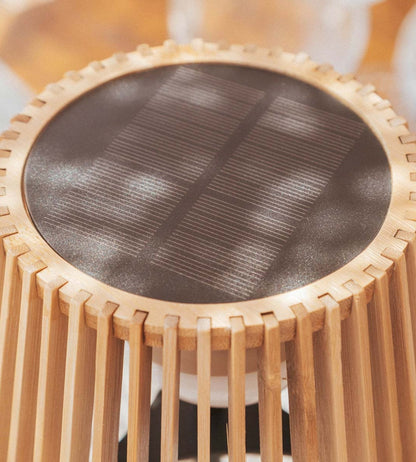 Solar Table Lamp – USB Rechargeable Warm White Light with Wooden Design