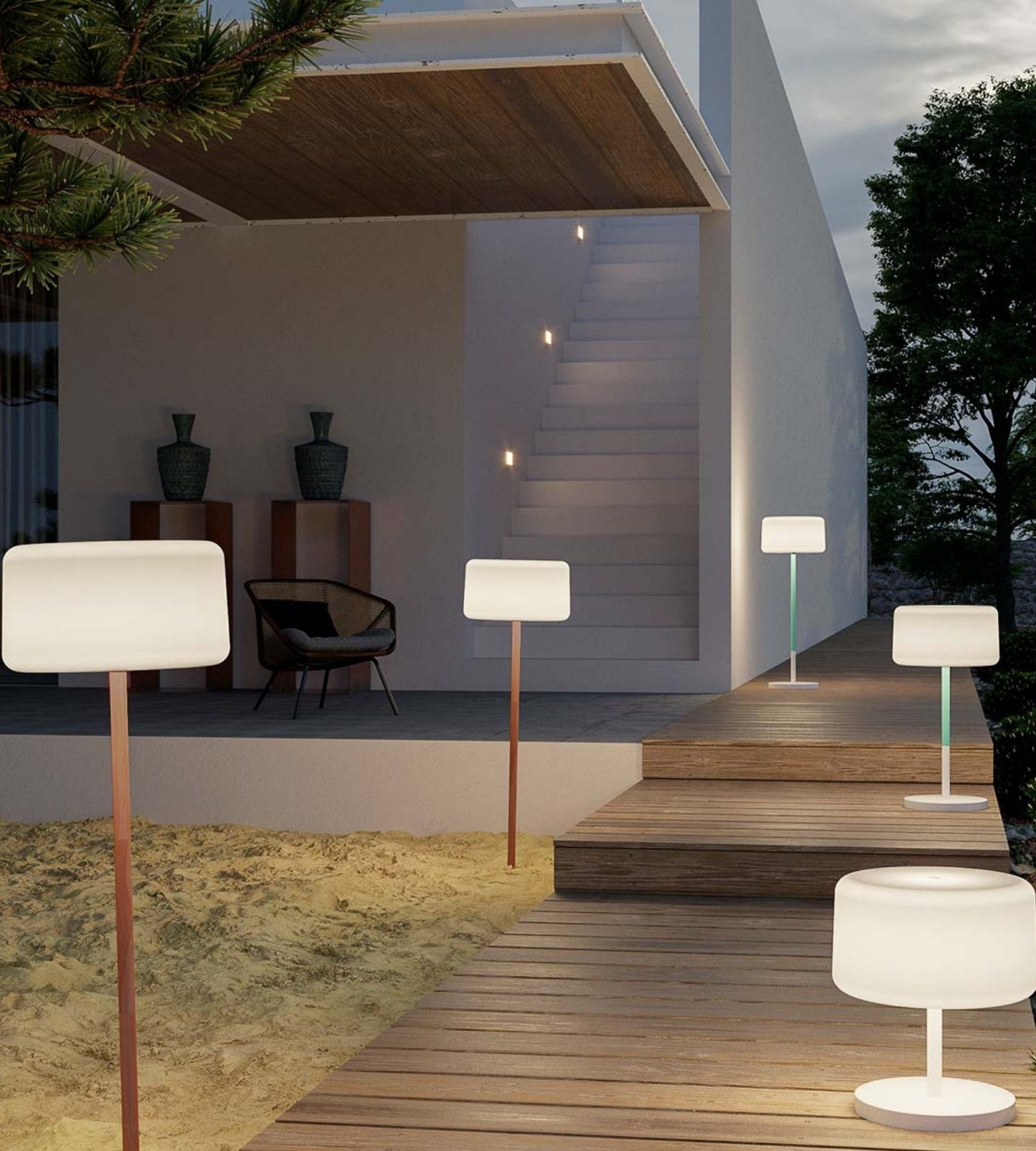 Solar & USB LED Plant Lamp – 5-in-1 Adjustable White/RGB Light – Wooden Stem